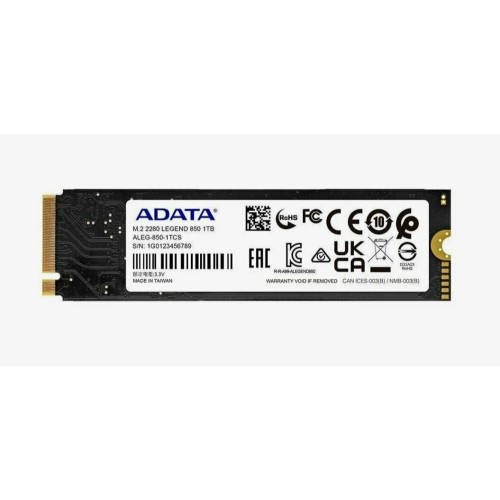 Твердотельный накопитель SSD M.2 2280 1TB ADATA LEGEND 850 Client SSD [ALEG-850-1TCS] PCIe Gen4x4 with NVMe, 5000/4500, IOPS 400/550K, MTBF 2M, 3D NAND, 1000TBW, 0,55DWPD, Heat Sink, SMI SM2269XT, Work with PS5, RTL